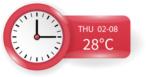 modern clock and weather widget ui design showing vector image