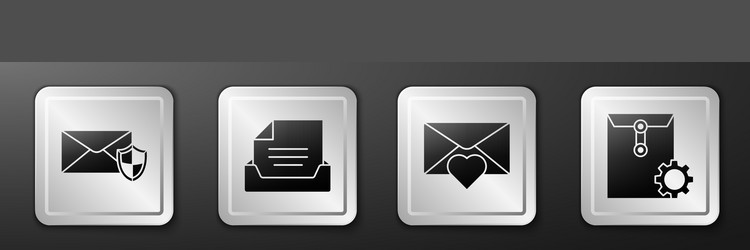 Set envelope with shield drawer document vector