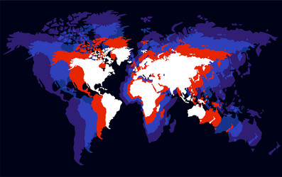 abstract world map with colorful overlaps vector