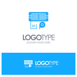 adapter connection data input blue solid logo vector image