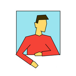 man talking from square window outline color vector image