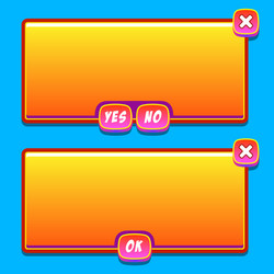 Orange game interface panels ui buttons vector