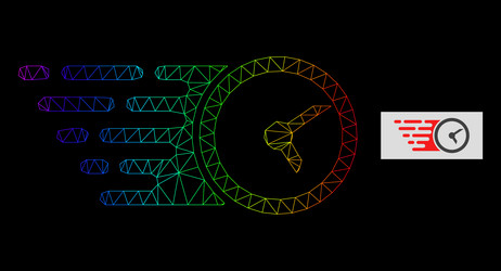 Spectrum gradient polygonal network clock icon vector