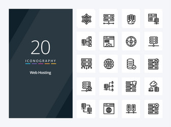 20 web hosting outline icon for presentation vector image