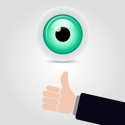 Eye and hand with thumb up vector