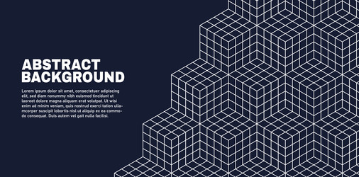 abstract geometric background with linear 3d cubes vector image