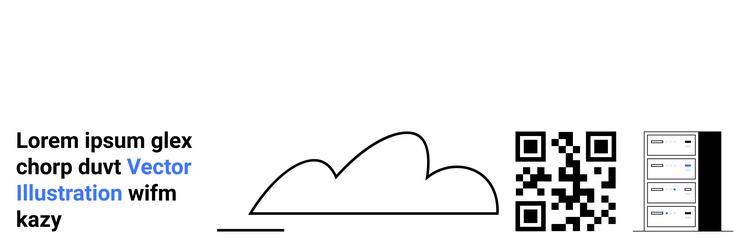 cloud storage concept with qr code and server rack vector image