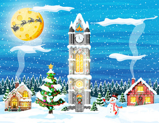 village covered snow Vector Image
