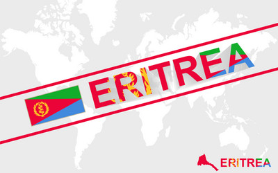 eritrea map flag and text vector image