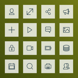 interface icons line style set with magnifier vector image