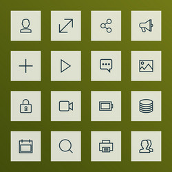 Interface icons line style set with magnifier vector