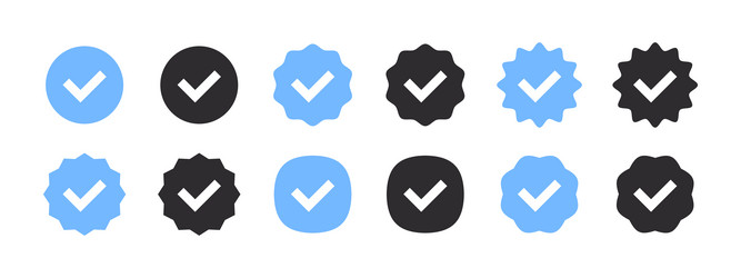 Premium Vector  Account verification icon social media icons verified  badge profile set blue check mark icon