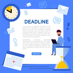 Banner business process or deadline man sitting vector