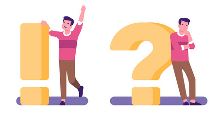 Man with Question Mark and Exclamation Point vector