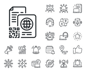 qr code line icon scan barcode sign place vector image