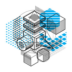 isometric abstract background with linear vector image