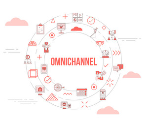 Omnichannel concept with icon set template banner vector