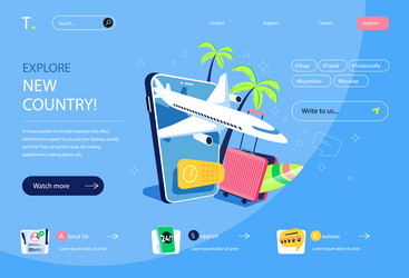 Travel agency concept in flat cartoon design vector