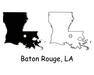 baton rouge louisiana la state border usa map Vector Image