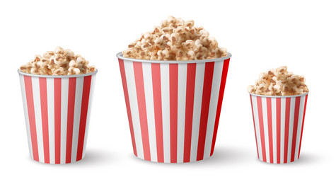 realistic full large medium and small popcorn vector