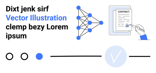 diagram of network contract signing and data vector image