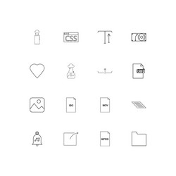 files and folders sign linear thin icons set vector image