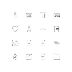 Files and folders sign linear thin icons set vector