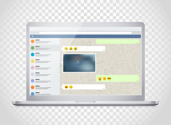 Notebook with messenger application on the screen vector