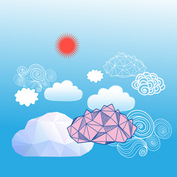 Sky background with different clouds vector