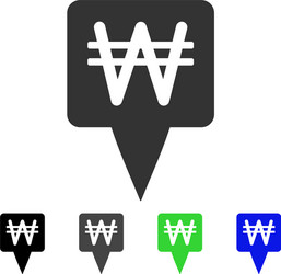 korean won map pointer flat icon vector image