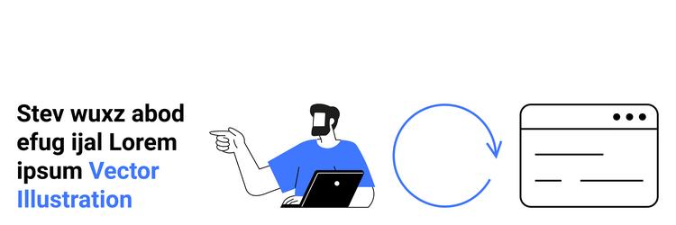 person with laptop explaining data flow vector image