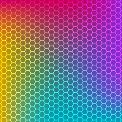 Rainbow gradient background with honeycomb texture vector