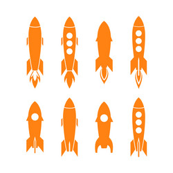 Rocket icon and silhouette set vector