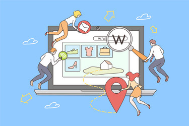 teamwork web site development concept vector image