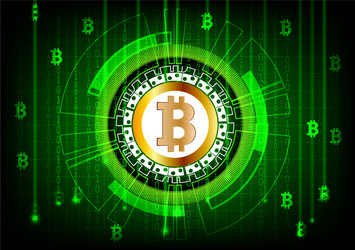 Background in a matrix style with bitcoin digital vector