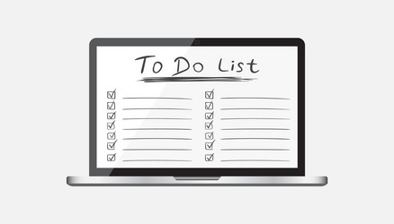 Businessman to do list checklist with laptop vector