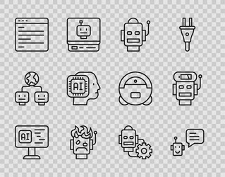 set line software bot robot burned out vector image