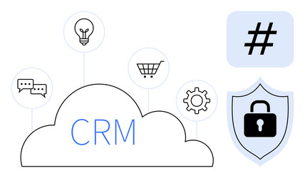 crm system concept with cloud security shield vector image