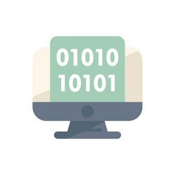 desktop computer displaying binary code on screen vector image