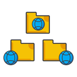 file folder with global network icon vector image
