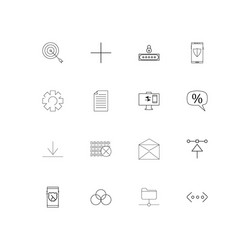internet technologies linear thin icons set vector image