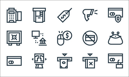 Payment line icons linear set quality vector