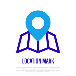 pointer on folded map flat line icon location vector image