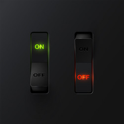 Realistic black switches with backlight onoff vector