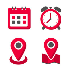 Set of time and location icon with flat style vector