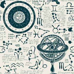 zodiac seamless pattern with lorem ipsum text vector image