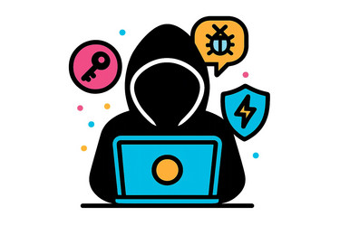 a hacker at work using vector image