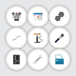 flat icon workshop set of accumulator coupler vector image