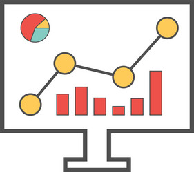 graph and pie chart on computer screen flat vector image