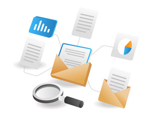 isometric concept network email data analysis vector image